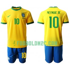 Brasilien Neymar JR 10 Børn Hjemmebanesæt 2020  Kortærmet (+ Korte bukser)